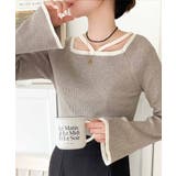 モカ | 大人に色っぽく。2wayクロスストラップ袖フレアリブニット | Classical Elf