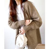 モカベージュ | 淡色にきゅんきゅん。バッククロスメランジVネックニットカーディガン | Classical Elf