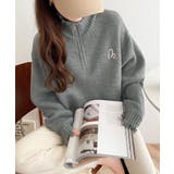 大人可愛いクラッシュトップス。ダメージハーフジップ胸刺繍ニット | Classical Elf | 詳細画像9