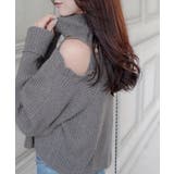 上品なあざとかわいい。肩スリット2WAYボタン使いハーフジップリブニット | Classical Elf | 詳細画像8