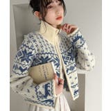 冬の定番でアレンジ万能♪ノルディック柄ダブルジップニットカーディガン | Classical Elf  | 詳細画像1 