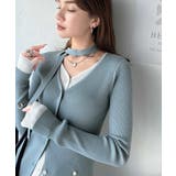 洗練されたレイヤードスタイル。チョーカー紐付きレイヤード風Vネックカーディガン(… | Classical Elf  | 詳細画像20 