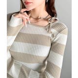 ベージュ | 【mily bilet】春夏の新定番！くるみボタンアシンメトリーネックボーダーリ… | Classical Elf 