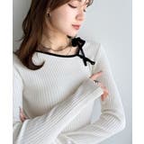 アイボリー | 【mily bilet】春夏の新定番！くるみボタンアシンメトリーネックボーダーリ… | Classical Elf 