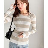 【mily bilet】春夏の新定番！くるみボタンアシンメトリーネックボーダーリ… | Classical Elf  | 詳細画像24 