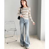 【mily bilet】春夏の新定番！くるみボタンアシンメトリーネックボーダーリ… | Classical Elf  | 詳細画像27 