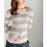 【mily bilet】春夏の新定番！くるみボタンアシンメトリーネックボーダーリ… | Classical Elf  | 詳細画像28 