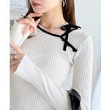 【mily bilet】春夏の新定番！くるみボタンアシンメトリーネックボーダーリ… | Classical Elf  | 詳細画像3 