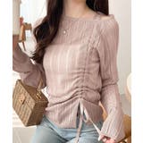 ピンク | 可愛さ倍増！ドロストリボンシアー長袖オフショルリブニット | Classical Elf 
