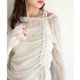アイボリー | 可愛さ倍増！ドロストリボンシアー長袖オフショルリブニット | Classical Elf 