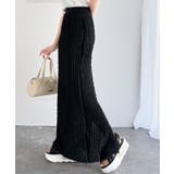 ブラック | 【mily bilet】華やかで魅力的。プチフリルIラインスカート(ロング丈) | Classical Elf