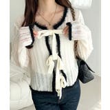 アイボリー | 【mily bilet】ふわっとガーリー。透かし編みフェザー配色前後２WAYリボ… | Classical Elf 