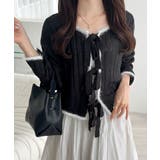 ブラック | 【mily bilet】ふわっとガーリー。透かし編みフェザー配色前後２WAYリボ… | Classical Elf 