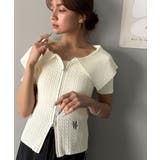 抜け感レディースタイル。ロゴ刺繍オフショル２WAYダブルジップケーブル柄サマーニ… | Classical Elf  | 詳細画像9 
