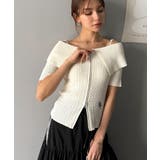 抜け感レディースタイル。ロゴ刺繍オフショル２WAYダブルジップケーブル柄サマーニ… | Classical Elf  | 詳細画像11 