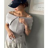 抜け感レディースタイル。ロゴ刺繍オフショル２WAYダブルジップケーブル柄サマーニ… | Classical Elf  | 詳細画像26 