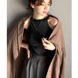 ブラック | シンプルに1枚でも着られる♪カップ付きテレコリブアメスリタンクトップ | Classical Elf