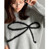 グレー | 【mily bilet】ゆるっと可愛げ、ふわっと存在感。リボンフェザーコード刺繍… | Classical Elf 