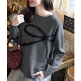 チャコールグレー | 【mily bilet】ゆるっと可愛げ、ふわっと存在感。リボンフェザーコード刺繍… | Classical Elf 