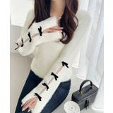 アイボリー | 【mily bilet】袖リボン使いフェザーシャギーリブニット | Classical Elf 