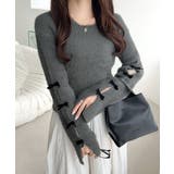 【mily bilet】袖リボン使いフェザーシャギーリブニット | Classical Elf  | 詳細画像9 