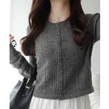 チャコールグレー | 【mily bilet】アイレット柄くるみボタンニットカーディガン | Classical Elf