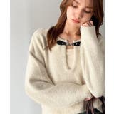 アイボリー | 【mily bilet】癒しのモヘアタッチ。バックル使いVネックニット（長袖） | Classical Elf 