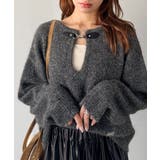 チャコールグレー | 【mily bilet】癒しのモヘアタッチ。バックル使いVネックニット（長袖） | Classical Elf 