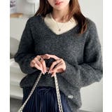 チャコールグレー | 【mily bilet】洗練されたレイヤードスタイル！プレート使い異素材ニットレ… | Classical Elf 