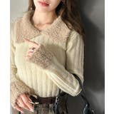 アイボリー | 【mily bilet】可愛さ、ふわり2倍増し◎配色ファー衿リブニットプルオーバ… | Classical Elf 