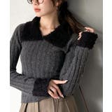 チャコールグレー | 【mily bilet】可愛さ、ふわり2倍増し◎配色ファー衿リブニットプルオーバ… | Classical Elf 