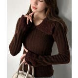 ブラウン | 【mily bilet】可愛さ、ふわり2倍増し◎配色ファー衿リブニットプルオーバ… | Classical Elf 