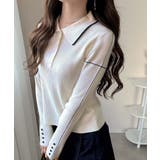 【mily bilet】配色ラインがポイント♪上品なポロ襟リブニット | Classical Elf  | 詳細画像9 