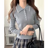 【mily bilet】配色ラインがポイント♪上品なポロ襟リブニット | Classical Elf  | 詳細画像13 