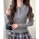 【mily bilet】配色ラインがポイント♪上品なポロ襟リブニット | Classical Elf  | 詳細画像14 