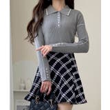 【mily bilet】配色ラインがポイント♪上品なポロ襟リブニット | Classical Elf  | 詳細画像15 