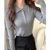 【mily bilet】配色ラインがポイント♪上品なポロ襟リブニット | Classical Elf  | 詳細画像17 