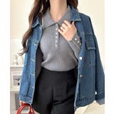 【mily bilet】配色ラインがポイント♪上品なポロ襟リブニット | Classical Elf  | 詳細画像18 