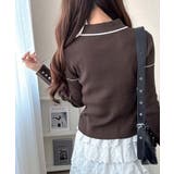 【mily bilet】配色ラインがポイント♪上品なポロ襟リブニット | Classical Elf  | 詳細画像22 