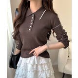 【mily bilet】配色ラインがポイント♪上品なポロ襟リブニット | Classical Elf  | 詳細画像23 