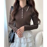 【mily bilet】配色ラインがポイント♪上品なポロ襟リブニット | Classical Elf  | 詳細画像24 