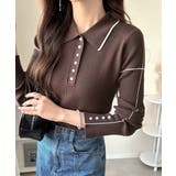 【mily bilet】配色ラインがポイント♪上品なポロ襟リブニット | Classical Elf  | 詳細画像26 