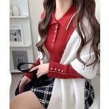 【mily bilet】配色ラインがポイント♪上品なポロ襟リブニット | Classical Elf  | 詳細画像34 