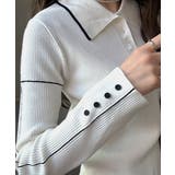 【mily bilet】配色ラインがポイント♪上品なポロ襟リブニット | Classical Elf  | 詳細画像38 