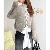 背中で惹きつける、大人の甘さ。バッグリボンレースアップ衿レースレイヤードニットプ… | Classical Elf  | 詳細画像15 