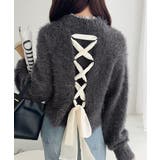 背中で惹きつける、大人の甘さ。バッグリボンレースアップ衿レースレイヤードニットプ… | Classical Elf  | 詳細画像16 