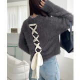 背中で惹きつける、大人の甘さ。バッグリボンレースアップ衿レースレイヤードニットプ… | Classical Elf  | 詳細画像17 