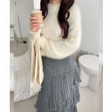 背中で惹きつける、大人の甘さ。バッグリボンレースアップ衿レースレイヤードニットプ… | Classical Elf  | 詳細画像3 