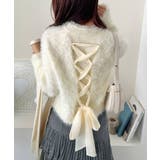 背中で惹きつける、大人の甘さ。バッグリボンレースアップ衿レースレイヤードニットプ… | Classical Elf  | 詳細画像5 