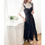 ブラック | マーメイドラインが目を引く着映え度満点。配色ステッチコルセットマーメイドワンピー… | Classical Elf